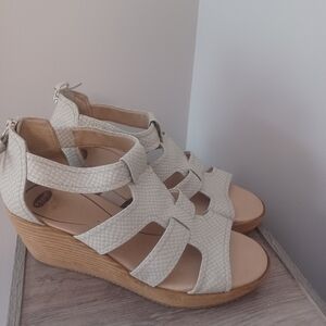 Dr Scholl's Snakeskin Wedge Dressy Sandals Sz 9.5